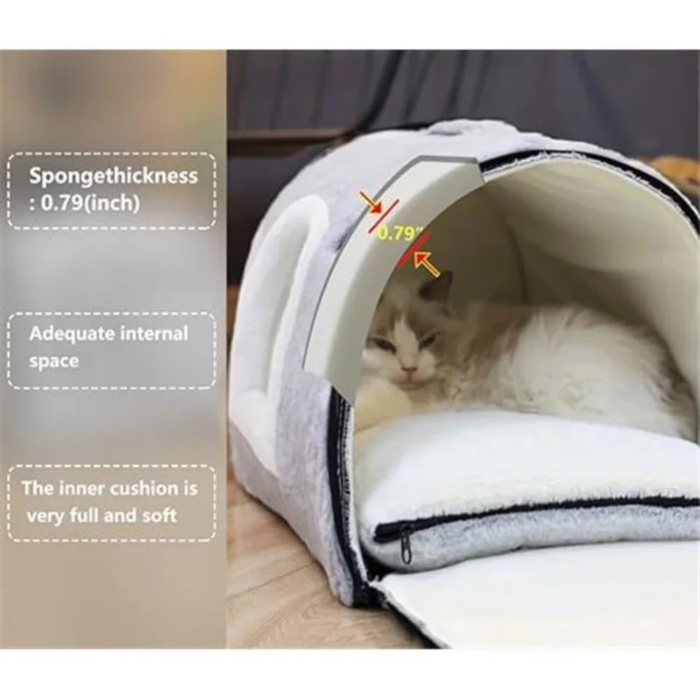 Cozy Cat Bed Cave Indoor Cat House Soft Enclosed Kitty Tent Removable Pillow